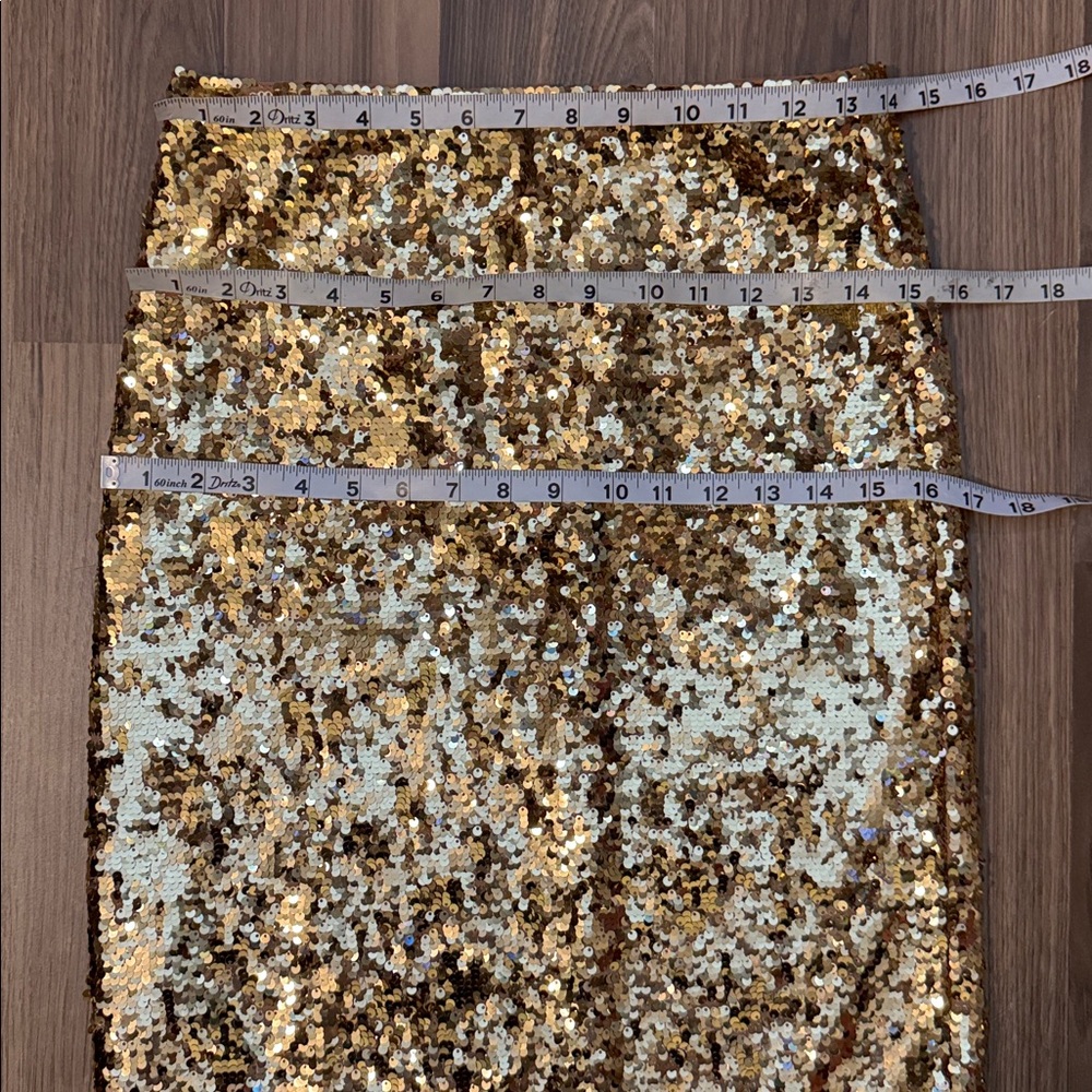 Alice + Olivia Gold Sequin Ramos Sparkly Stunner Lined Zip Fitted Pencil Skirt 6 - Picture 9 of 14